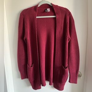 Burgundy knit cardigan